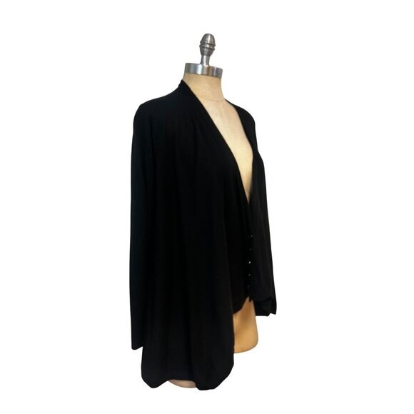 Alice + Olivia Black Black button Hem Cardigan Sweater Medium - Picture 2 of 4